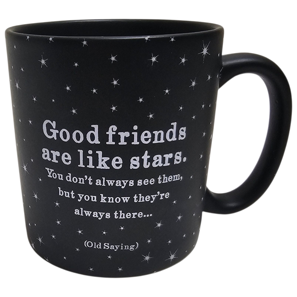 NWOT Quotable Mugs Black Starry Friendship Mug Good Friends Are Like Stars